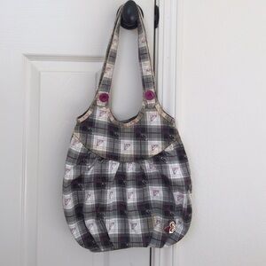 Roxy Plaid Tote Bag - Black, Gray, Purple